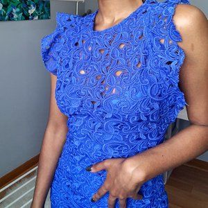 Blue Guipure lace dress.